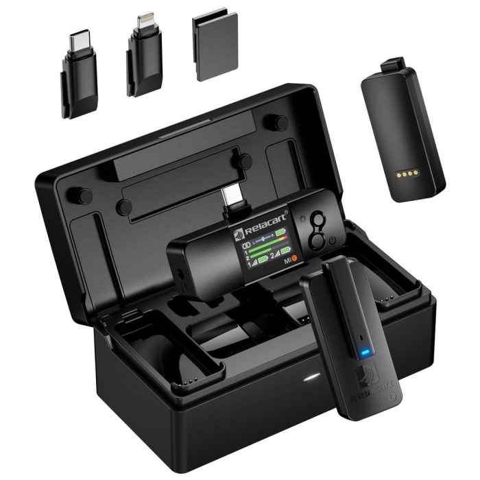 Relacart 12 003 Mi3 İOS Uyumlu Çift Kanal Wireless/Kablosuz Mikrofon Sistemi (Beyaz) | Çift Kanal Kamera ve Mobil Uyumlu Kompakt Alıcı